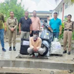 अवैध शराब की बड़ी खेप के साथ तस्कर गिरफ्तार, स्कूटी समेत माल जब्त